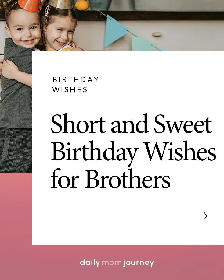 Two young brothers in party hats hugging and smiling, emphasizing 'Short and Sweet Birthday Wishes for Brothers.'