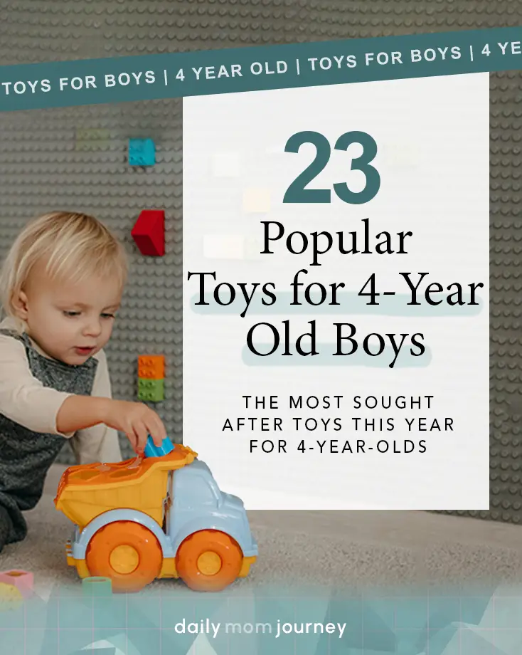 A toddler playing with a colorful truck, showcasing one of the popular best toys for 4-year-old boys, blending fun and developmental benefits.