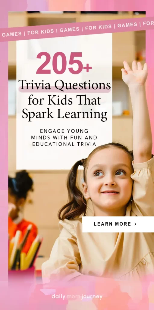 A cheerful child raising her hand enthusiastically, showcasing a blog about engaging and educational trivia questions for kids.