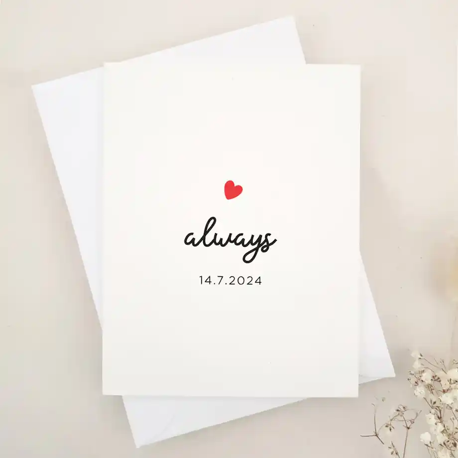 Elegant 'Always' anniversary card for husband and wife featuring heartfelt Anniversary Quotes for Husband, a minimalist design perfect for celebrating your special day.