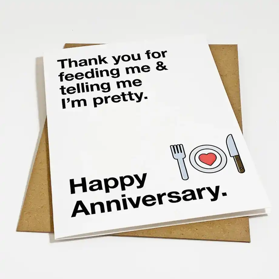 Celebrate your husband's special day with this cute and funny anniversary card, featuring playful anniversary quotes for husband. A perfect blend of humor and love for your anniversary celebration.