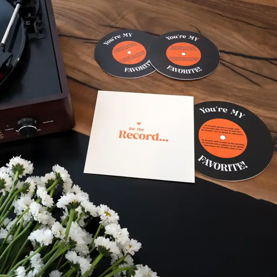 Beautiful 'For The Record' anniversary card for him featuring heartfelt Anniversary Quotes for Husband, perfect for celebrating your special day together.