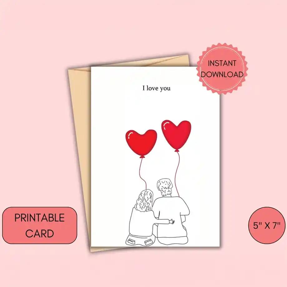 Minimalistic 'I Love You' anniversary card, a printable design perfect for sharing heartfelt Anniversary Quotes for Wife on your special day.