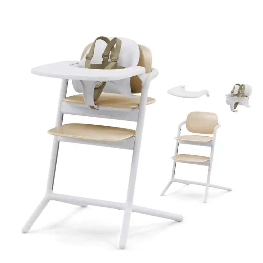 CYBEX high chair featuring one-hand height adjustment, anti-tip design, and sleek modern style. A thoughtful and functional baby shower gift idea for growing families.