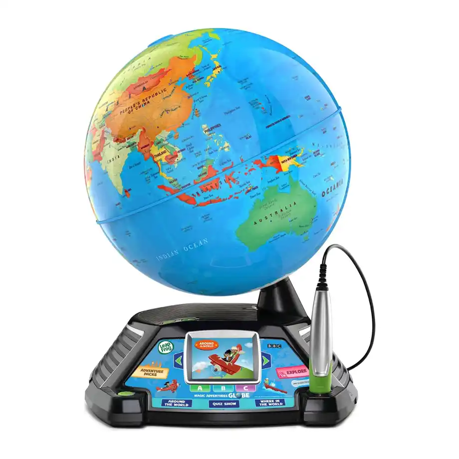 The LeapFrog Magic Adventures Globe is an interactive toy designed to teach young children about geography, culture, and world facts. Ideal for 4-year-old boys, this engaging globe features touch-activated content that explores different countries, animals, and landmarks, sparking curiosity and learning. With its colorful design and fun, educational features, it makes geography exciting and easy to understand for little explorers, encouraging both hands-on interaction and cognitive development.