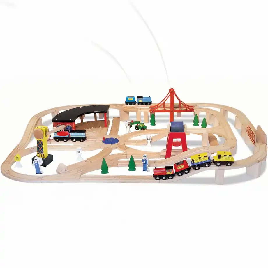 A colorful, durable Melissa & Doug Wooden Train Set, ideal for sparking imaginative play. This train set is designed for 4-year-old boys, offering hours of interactive fun and creative learning as they build their own train tracks and embark on exciting adventures.

This would make a wonderful addition to your collection of engaging toys for your little one. I can imagine how this could be a perfect weekend project to enjoy together!