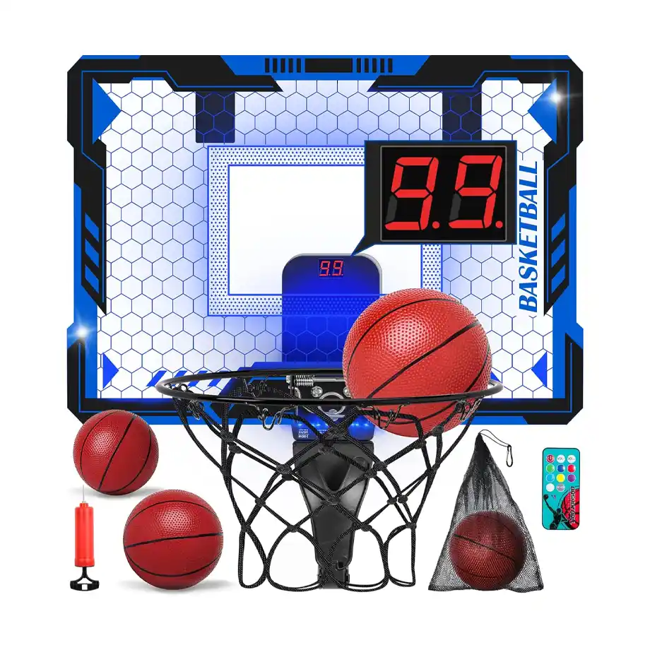 A mini basketball hoop with an electronic scoreboard, perfect for 4-year-old boys to develop their motor skills, hand-eye coordination, and love for sports. This toy set encourages active play and friendly competition, making it one of the best toys for 4-year-old boys. It's designed for indoor use, offering hours of fun and physical activity while keeping track of scores. A great addition to any playroom or backyard for young athletes.