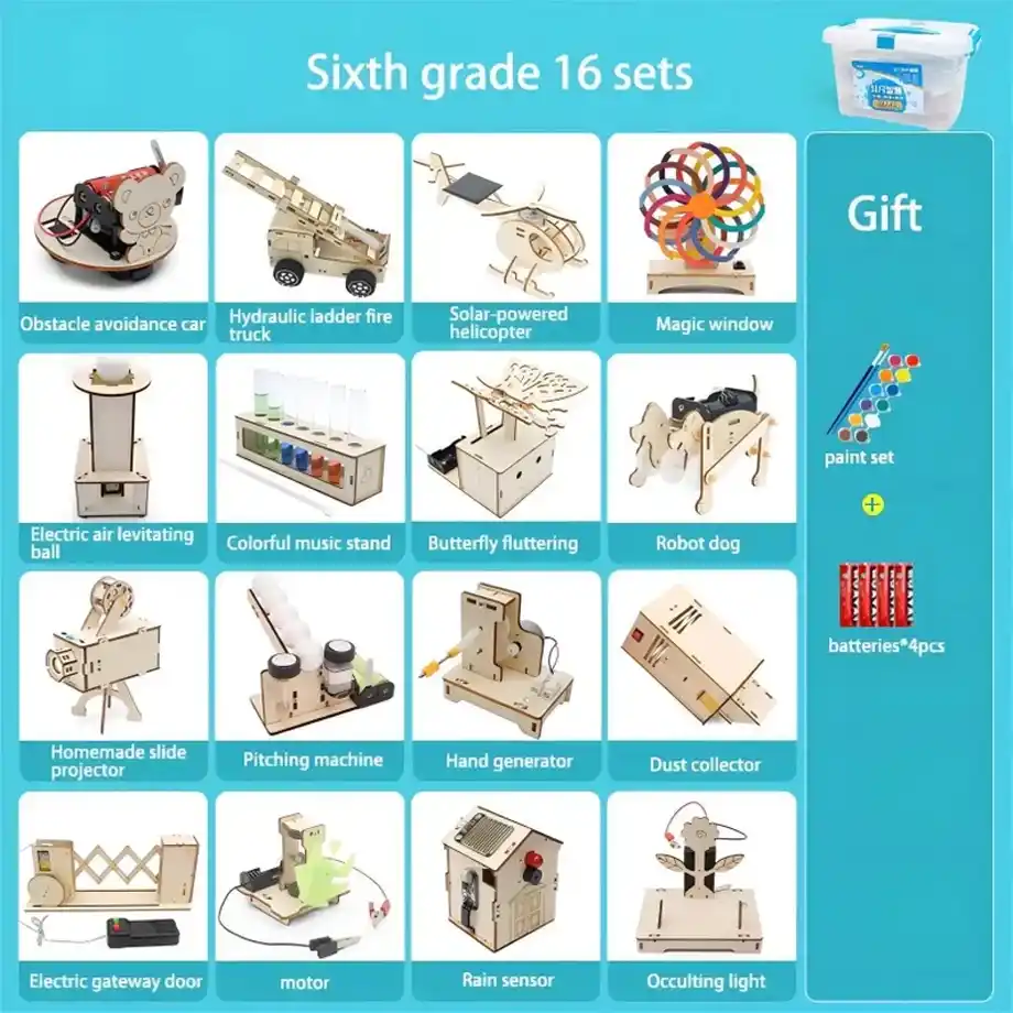 This DIY 16-piece STEM kit bundle box is the perfect way to engage 4-year-old boys in hands-on learning and creative exploration. The set encourages problem-solving, engineering skills, and imaginative play, making it one of the best toys for 4-year-old boys. With various building components, it fosters critical thinking and fine motor skills while providing hours of educational fun. Ideal for young learners interested in science, technology, engineering, and math.