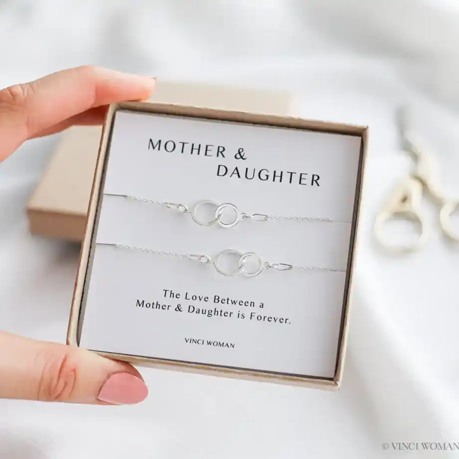 A beautiful mother-daughter bracelet set, perfect for sending heartfelt Birthday Wishes for Daughter, symbolizing love and connection on her special day.