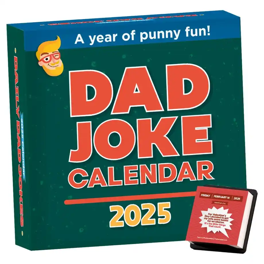 A fun and hilarious 2025 Dad Joke Calendar, featuring a new dad joke every day to keep the laughs going all year long. Perfect for any dad or anyone who loves a good joke!