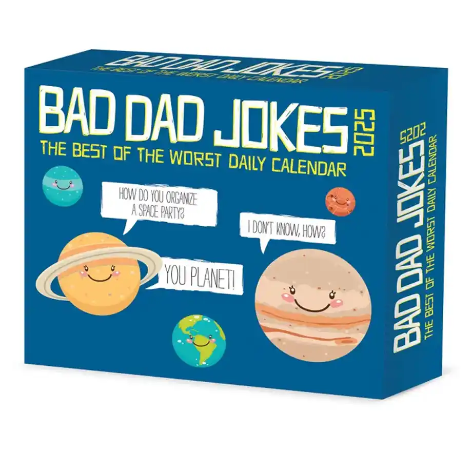 The Bad Dad Jokes 2025 box calendar brings a daily dose of humor with classic dad jokes. Perfect for anyone who loves quirky, cheesy jokes, this calendar is a fun way to brighten each day with laughs.