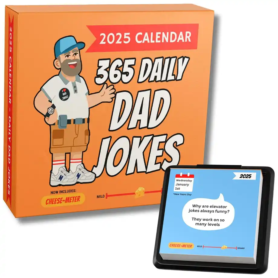 The 2025 Dad Joke Desk Calendar is a perfect gift for lovers of cheesy, pun-filled humor. Each day offers a new dad joke, making it a fun way to brighten up your workspace or home office with laughter. This calendar is an ideal gift for dad or anyone who appreciates a good, groan-worthy joke every day.