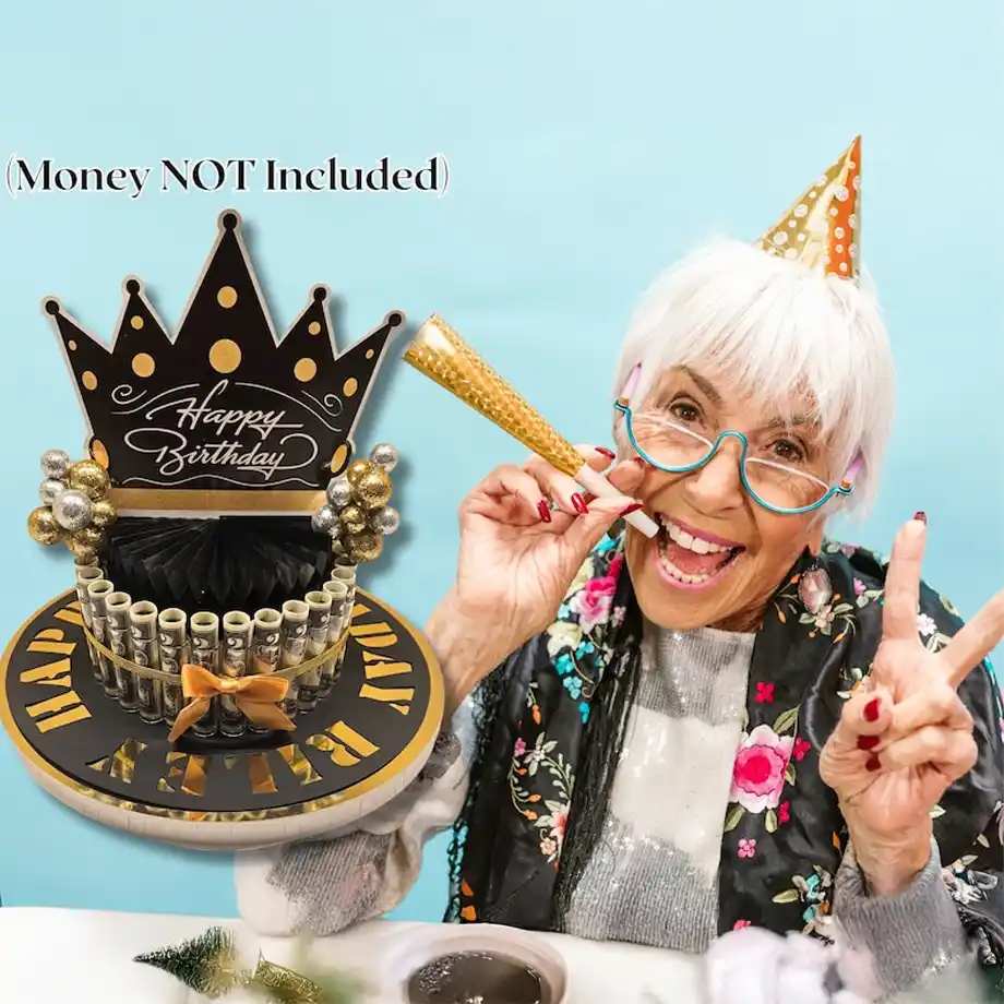 This personalized birthday money cake kit offers a creative and fun way to gift money for any special occasion. Perfect for adding a memorable twist to your gift-giving, it combines a cake design with cash, making it a unique and exciting gift idea.