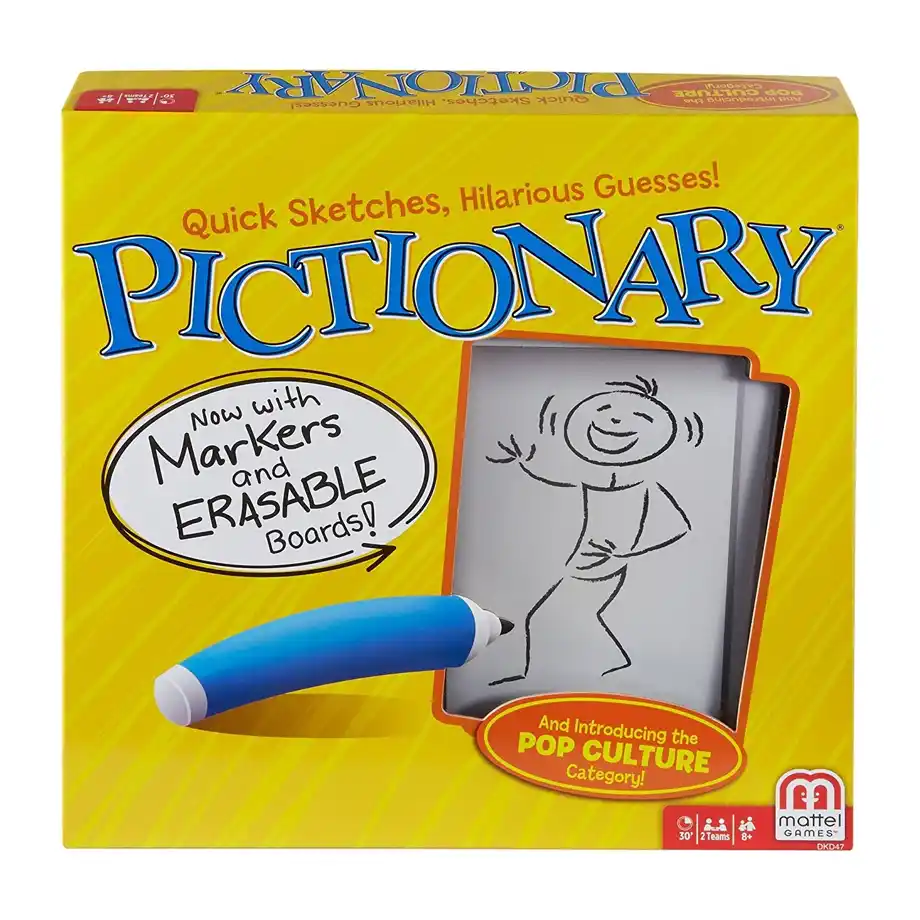 Enjoy hours of laughter with the Pictionary Game, perfect for indoor games and family gatherings. This classic drawing and guessing game encourages creativity and team play, making it a fantastic choice for all ages. Whether you're playing with friends or family, Pictionary is a great way to bring people together and have fun indoors. Ideal for rainy days, game nights, or casual entertainment at home.