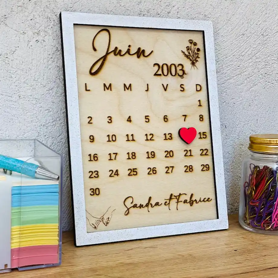 Celebrate your special day with this personalized wooden calendar, a creative addition to your pregnancy announcement ideas. Perfect for marking the due date or sharing your exciting news with loved ones.