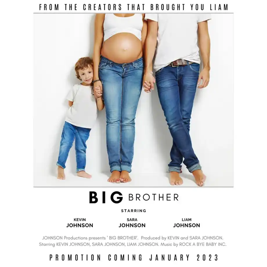 A custom movie poster featuring a pregnancy announcement theme, blending creativity and humor for a unique and cinematic approach to pregnancy announcement ideas.