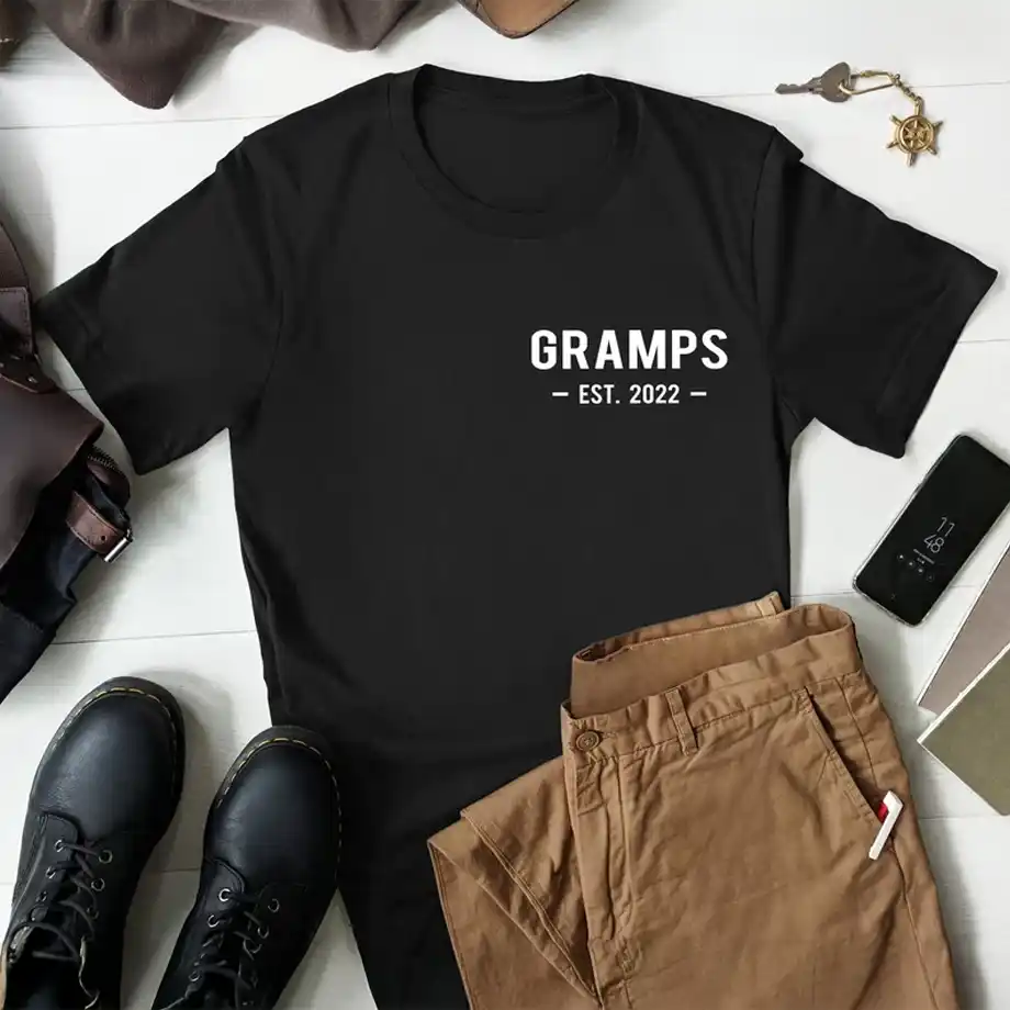 Surprise grandpa-to-be with this fun 'Gramps Reveal' shirt, ideal for pregnancy announcement ideas. A unique and heartfelt gift to celebrate the big news!