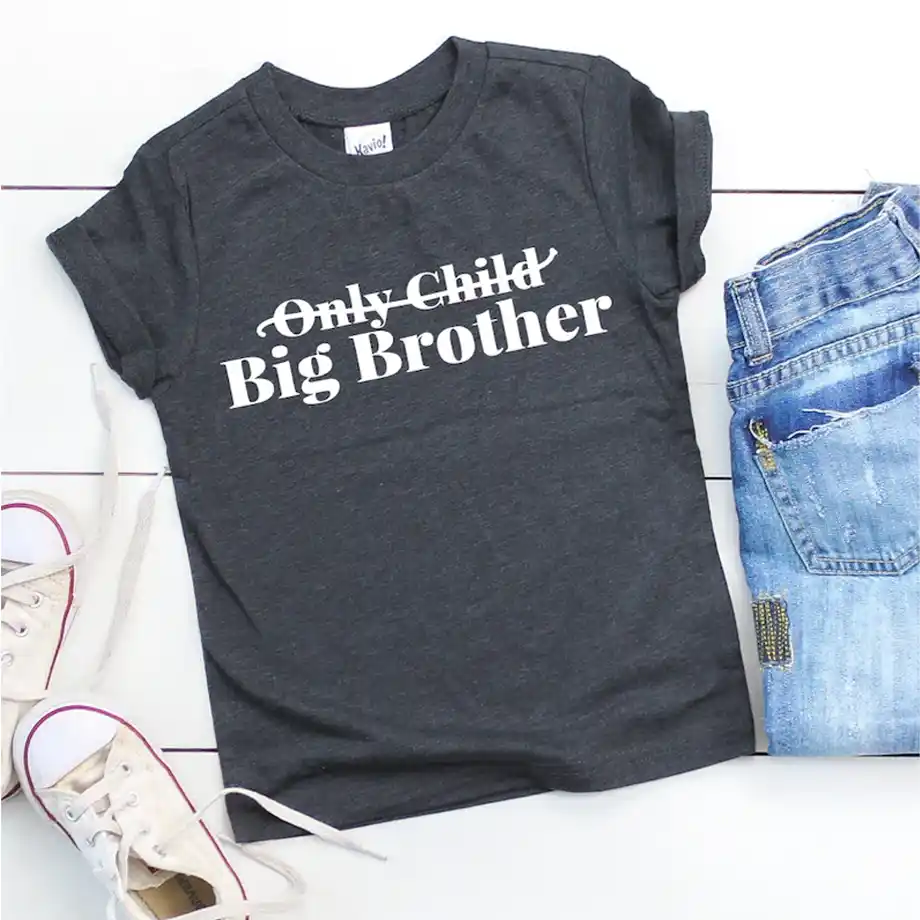 Announce your pregnancy in a fun and unique way with this 'Only Child Expiring' Big Brother shirt, ideal for sharing your exciting news with the family. A perfect addition to your pregnancy announcement ideas!