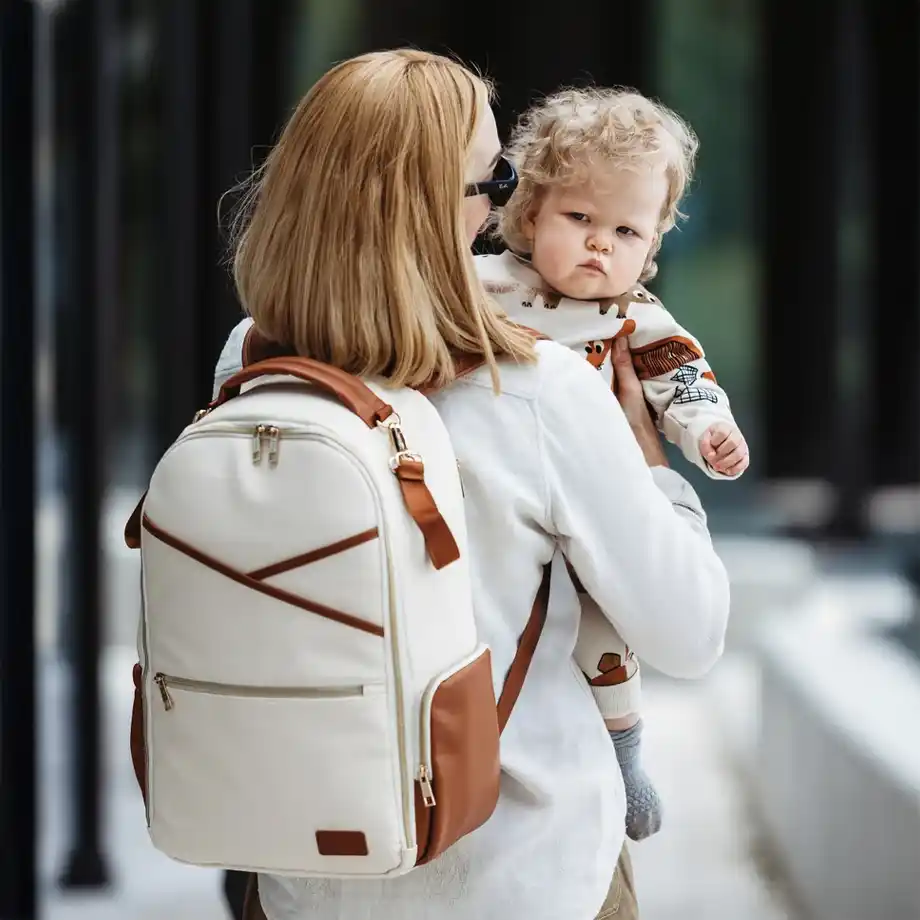 This chic and functional vegan leather diaper bag is the perfect push present for new moms, offering a stylish yet practical solution for carrying baby essentials in a premium design.