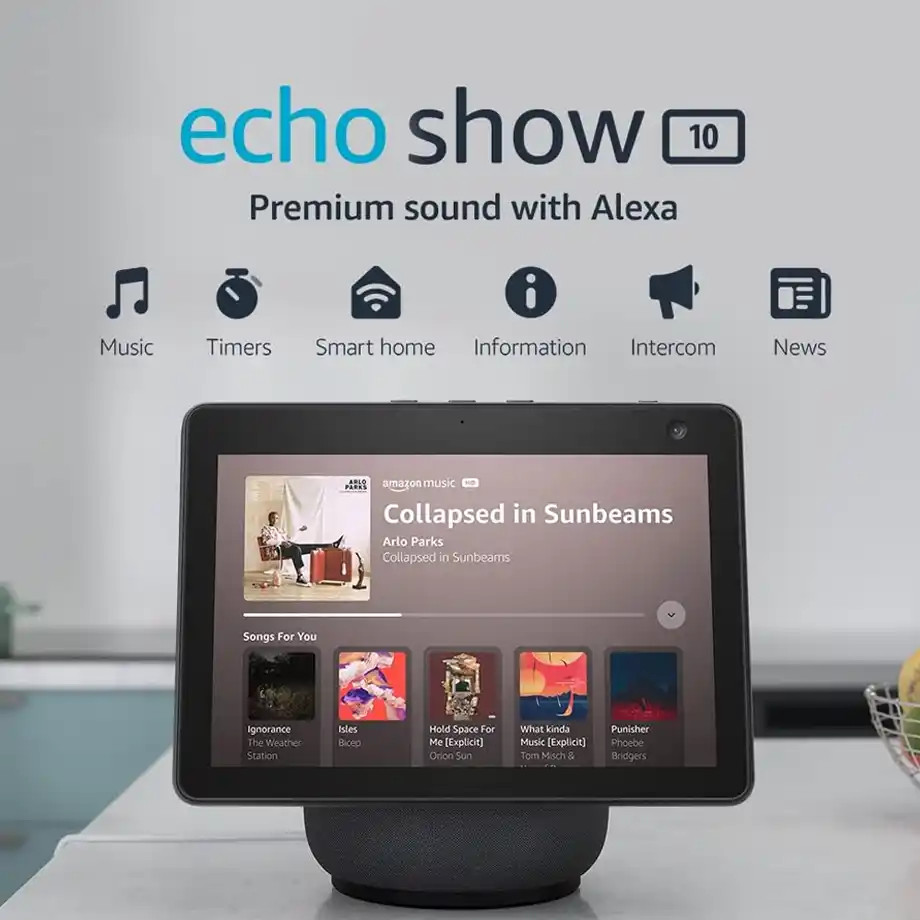 The Echo Show 10 is a thoughtful push present for new moms, offering a smart display with voice control, entertainment, and helpful daily features like video calls, music, and more, all with a rotating screen for better visibility.