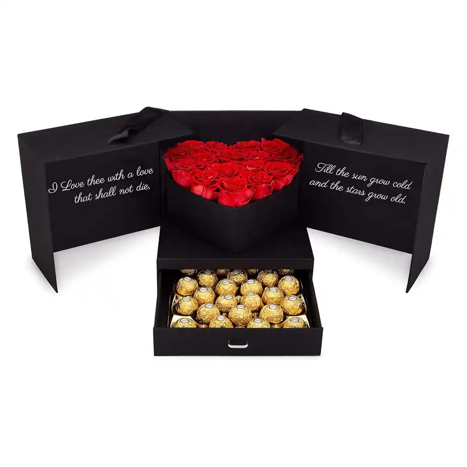 Surprise a new mom with this luxurious set of preserved roses paired with indulgent chocolate hazelnuts, making it the ideal push present to celebrate her special moment.