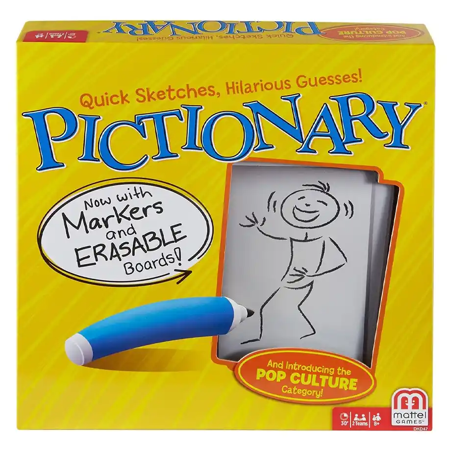 The Mattel Pictionary Game, a classic and engaging drawing and guessing game perfect for all ages. Ideal for adding creativity and laughter to sleepovers, it provides exciting things to do that encourage teamwork, quick thinking, and artistic fun. A must-have for memorable sleepover moments!