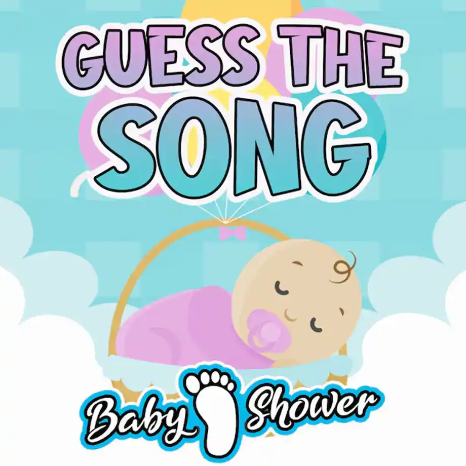 Interactive 'Guess the Song' PowerPoint game for virtual baby shower games, perfect for engaging guests with baby-themed music trivia.