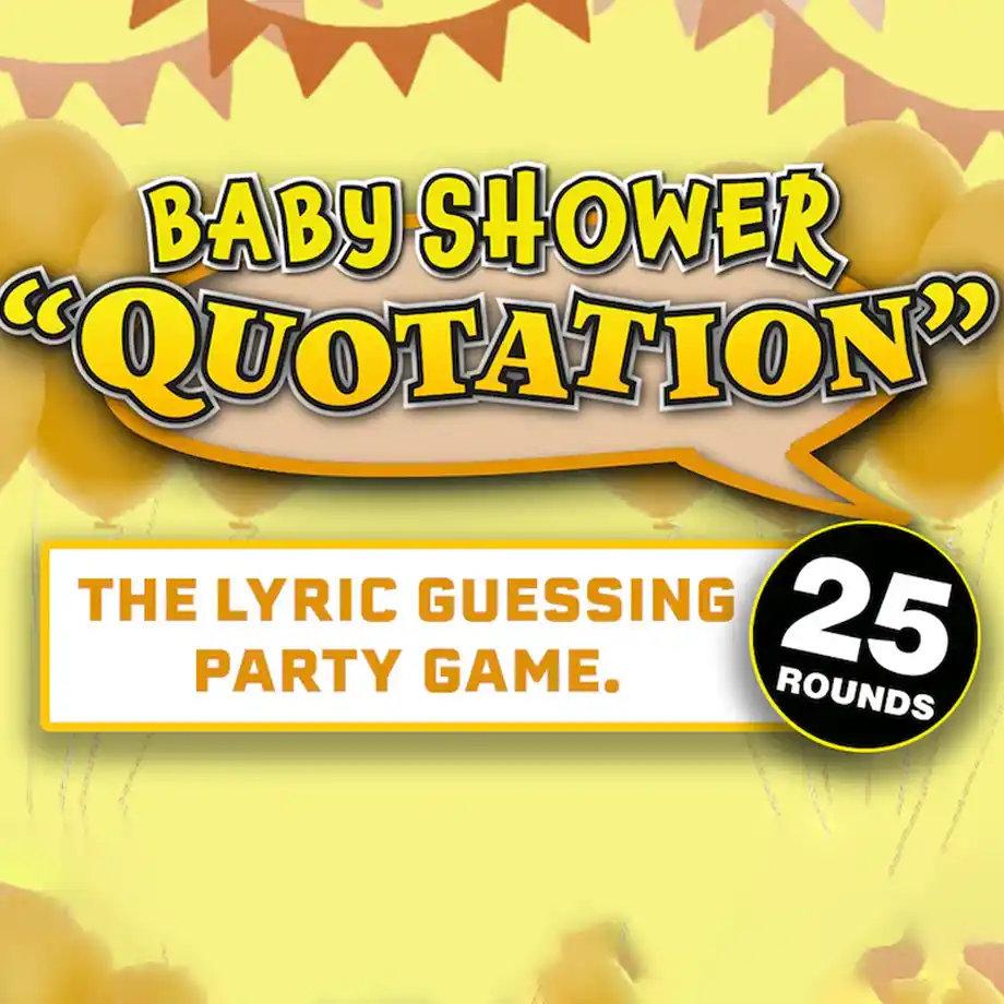 Interactive Baby Shower Quotation Song game in PowerPoint format, a fun virtual baby shower game that challenges guests to guess the lyrics of popular songs.