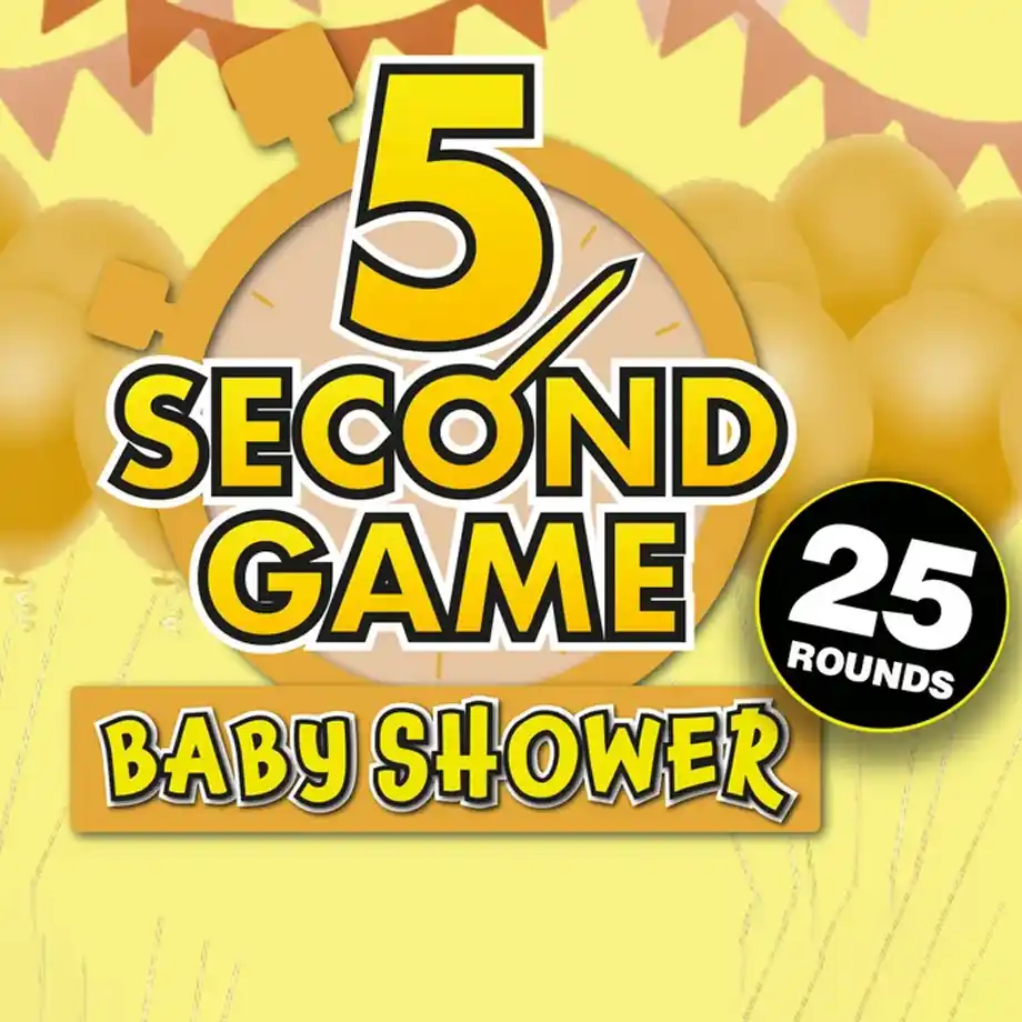 Exciting 5-Second Game designed for virtual baby shower games, offering fast-paced fun and laughter as guests quickly answer baby-themed questions.