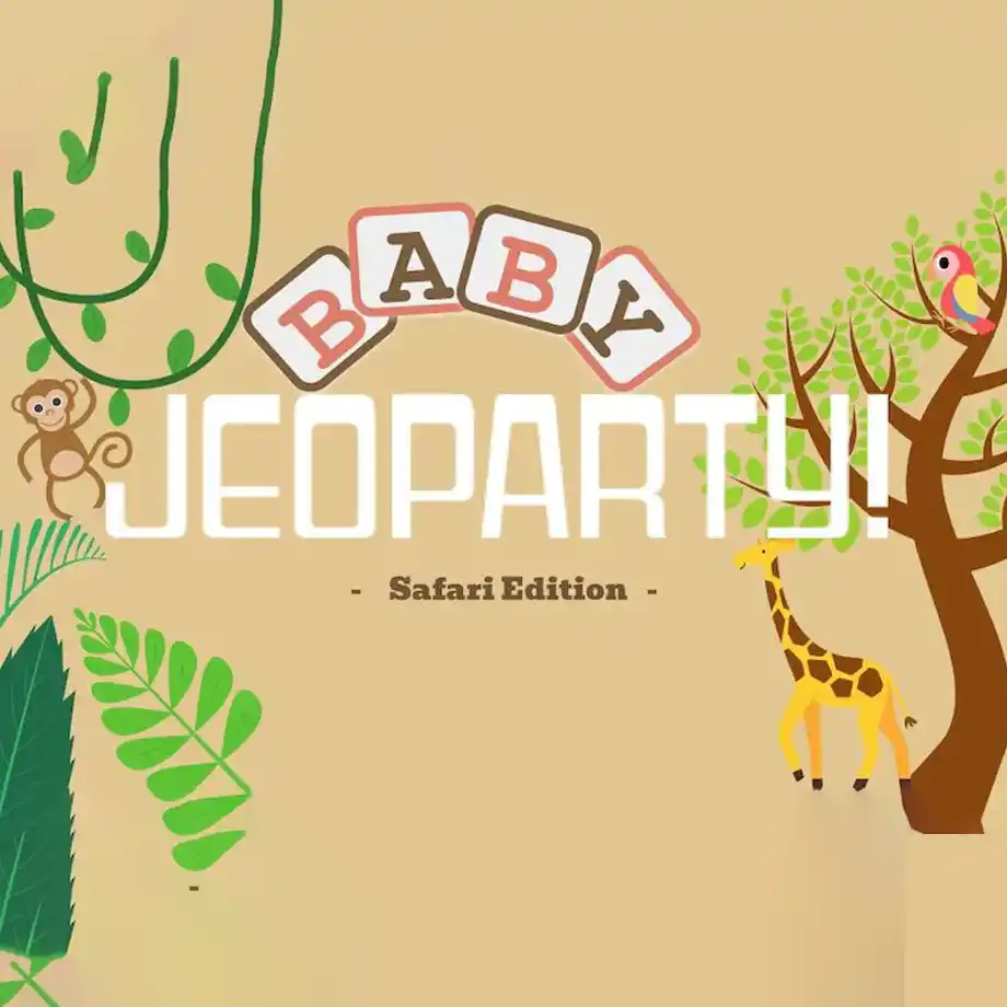 Safari-themed virtual baby shower game, offering a fun and interactive experience for guests with animal-inspired challenges, perfect for virtual baby shower games.