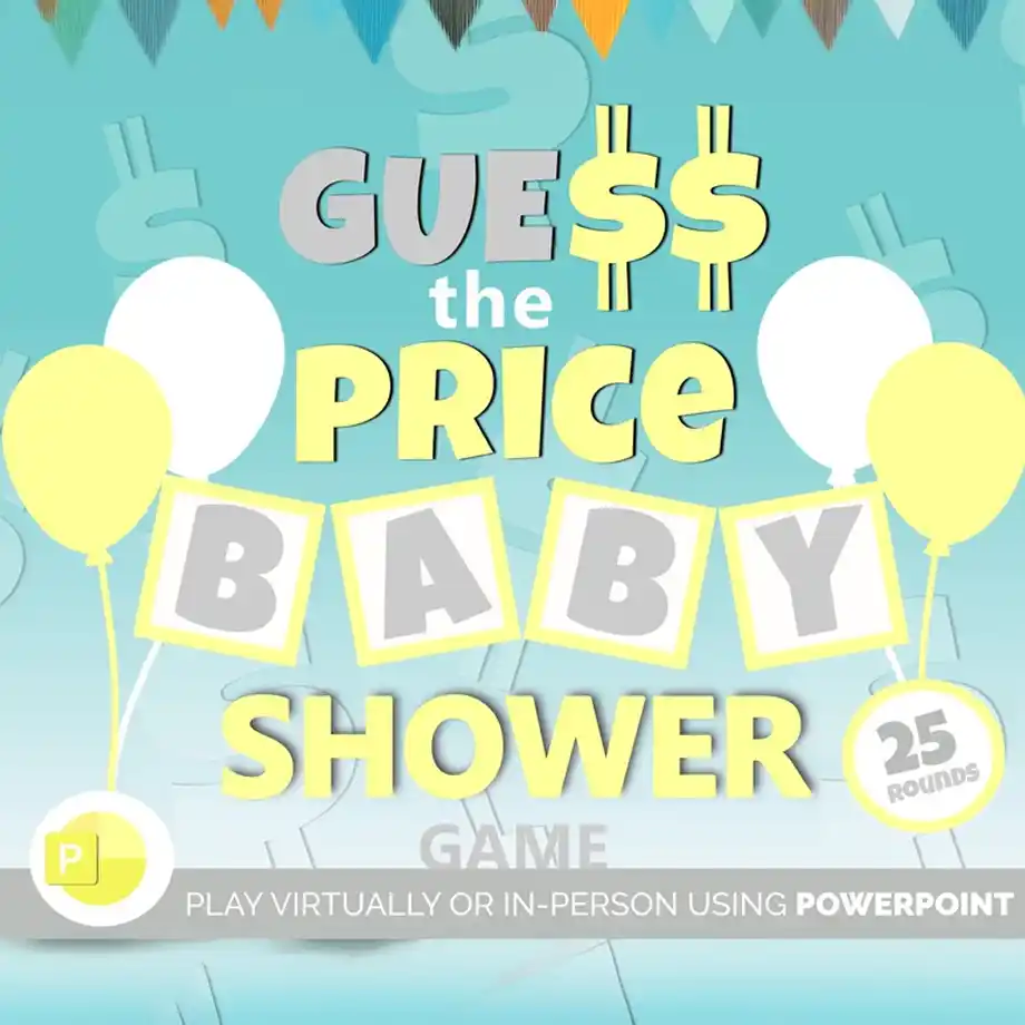 Fun and interactive 'Guess the Price' game for virtual baby showers, featuring gender-neutral baby items for an inclusive and exciting game experience.