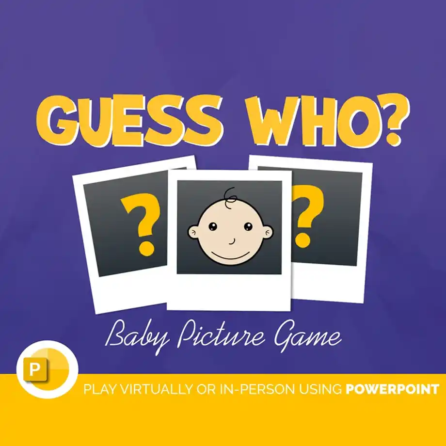 Customizable 'Guess Who Baby Picture' game for virtual baby showers, a fun and interactive activity to engage guests and create lasting memories.