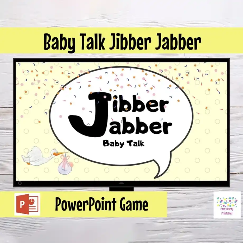 Interactive virtual baby shower game designed for large screens or online events, perfect for engaging guests with fun and memorable activities.