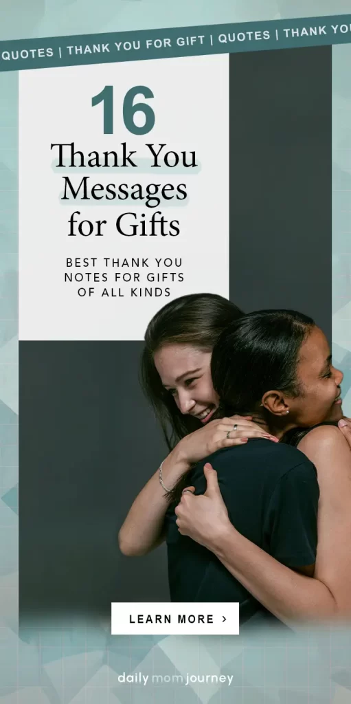 Two women hugging warmly, sharing a moment of gratitude, with a focus on finding the perfect thank you message for gift.