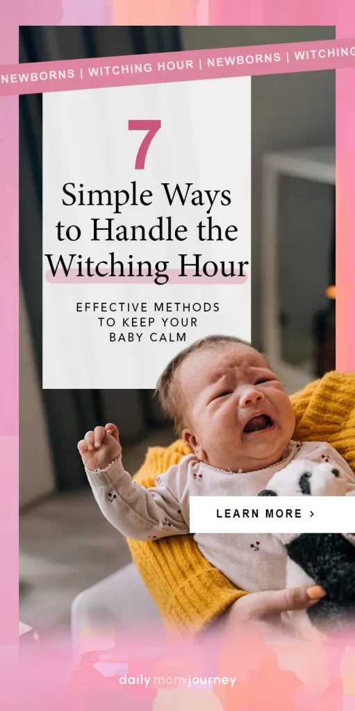 A distressed newborn being comforted by a parent, illustrating how to manage the witching hour effectively.