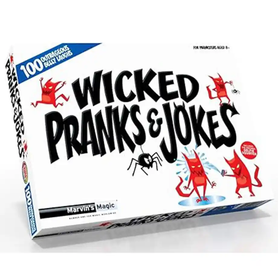 A humorous collection of prank items, including trick gum, fake insects, and novelty props. Designed for playful mischief and endless laughter.