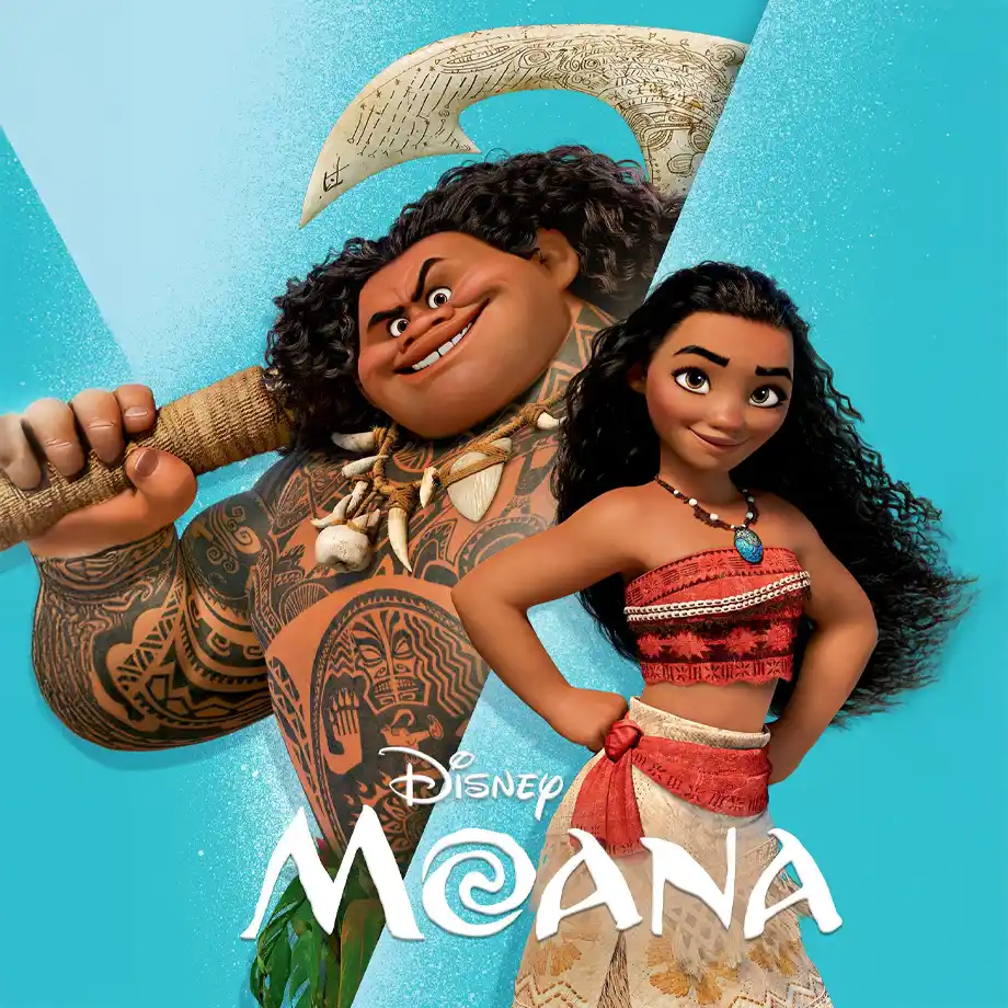 The movie cover for Moana, an inspiring adventure featuring Moana and her journey to save her people. This film is one of the best animated movies, celebrated for its stunning visuals, catchy music, and empowering message.