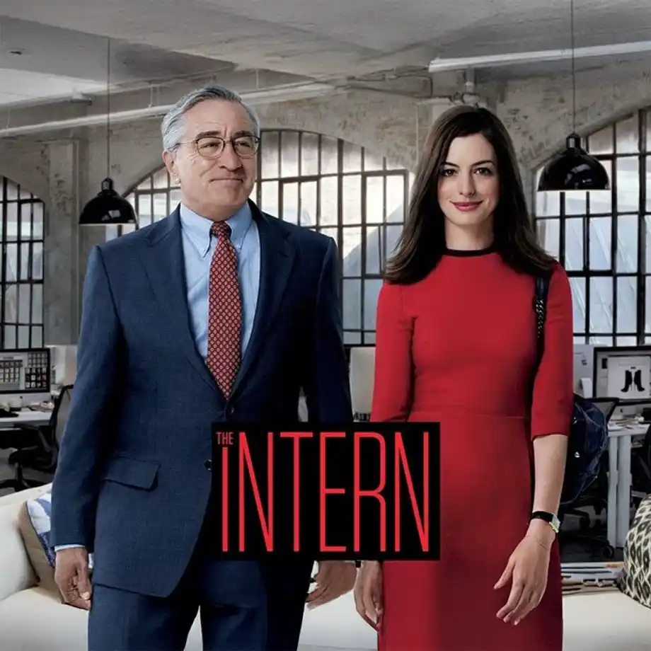 Movie poster for The Intern (2015), featuring Robert De Niro and Anne Hathaway, highlighting the charming and humorous moments that make it a top pick in the best comedy movies category.