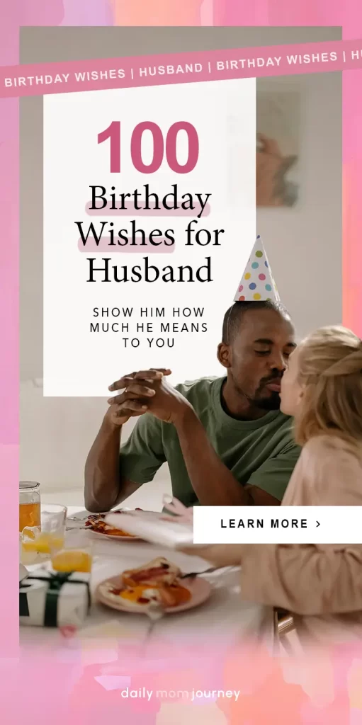 A wife leans in to kiss her husband, who is wearing a party hat at a cozy birthday dinner. Explore sweet and romantic birthday wishes for husband to make him feel cherished.