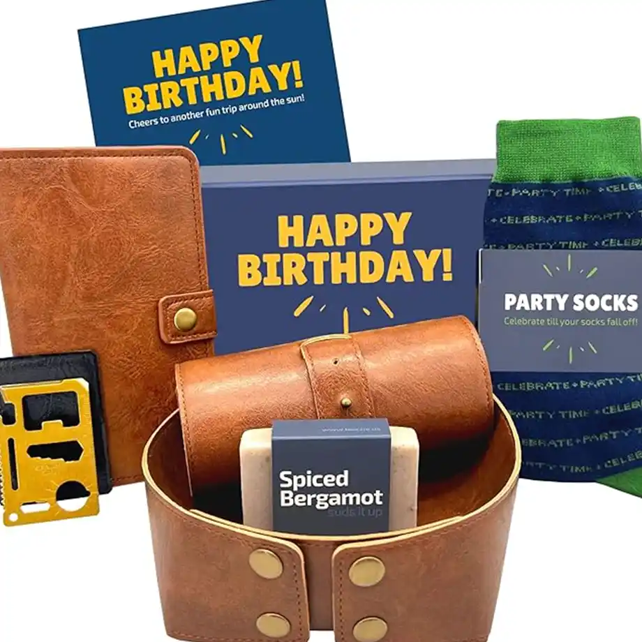 A thoughtfully curated gift box filled with personalized items, perfect for sharing love and birthday wishes for husband. A heartfelt and memorable surprise for any occasion.