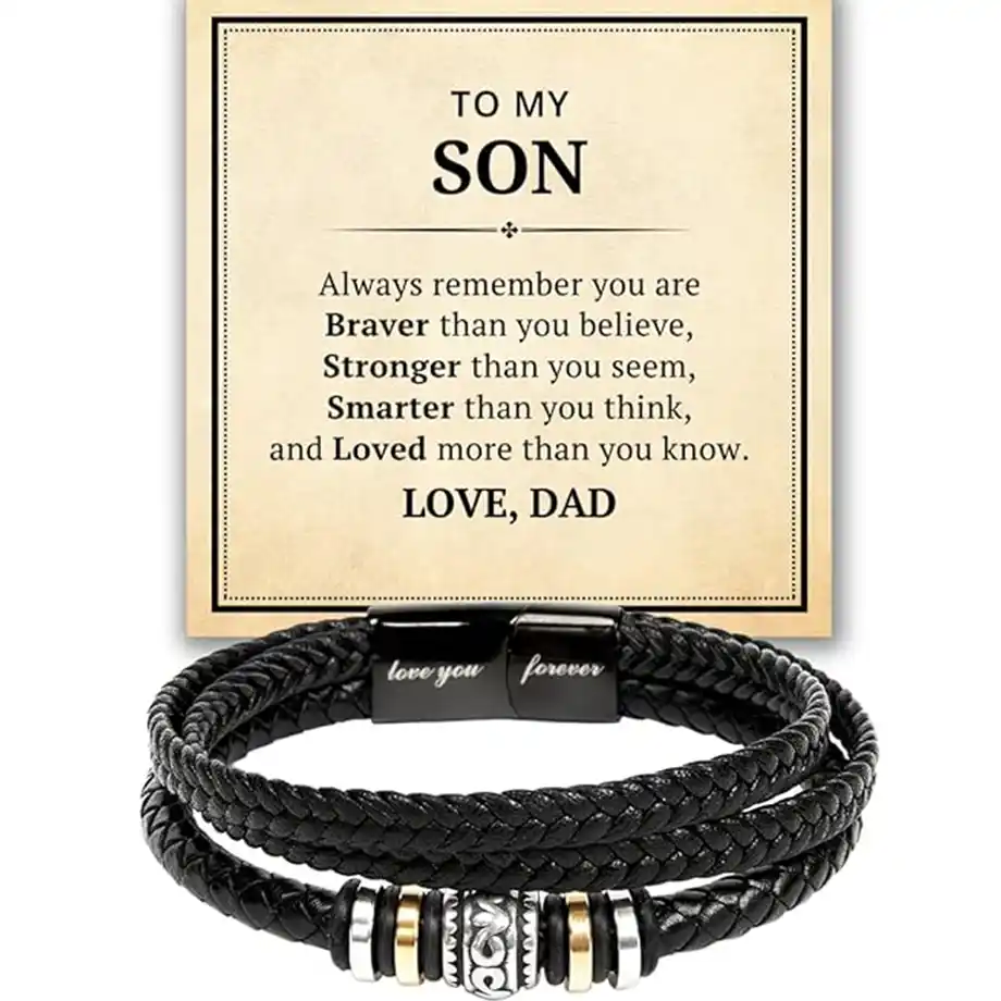 A stylish and meaningful bracelet, perfect for a son’s birthday, symbolizing love, strength, and connection. A timeless accessory he’ll treasure forever.