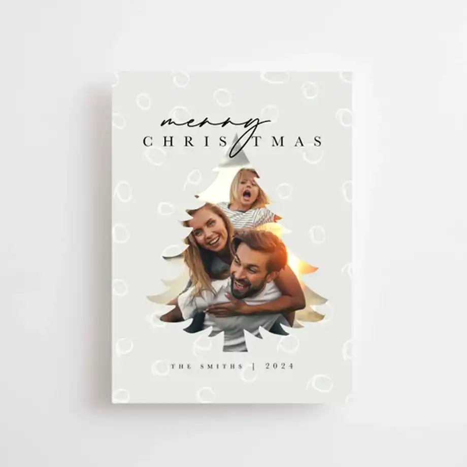 Custom Christmas photo card featuring your personal image and heartfelt Christmas wishes, with free addressing service included. A thoughtful way to send personalized holiday greetings to family and friends.