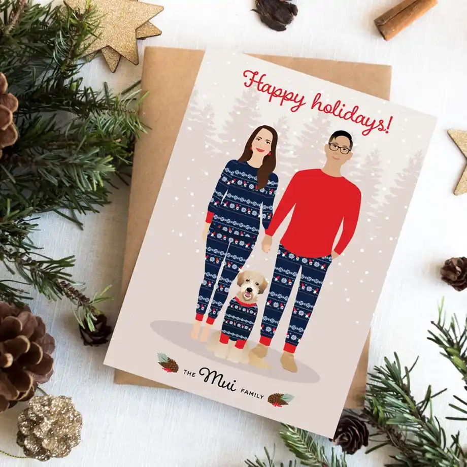 Beautifully designed custom family Christmas cards featuring a personalized photo and festive typography, perfect for sharing heartfelt Christmas wishes with loved ones. These cards create a warm and personal touch for your holiday greetings.