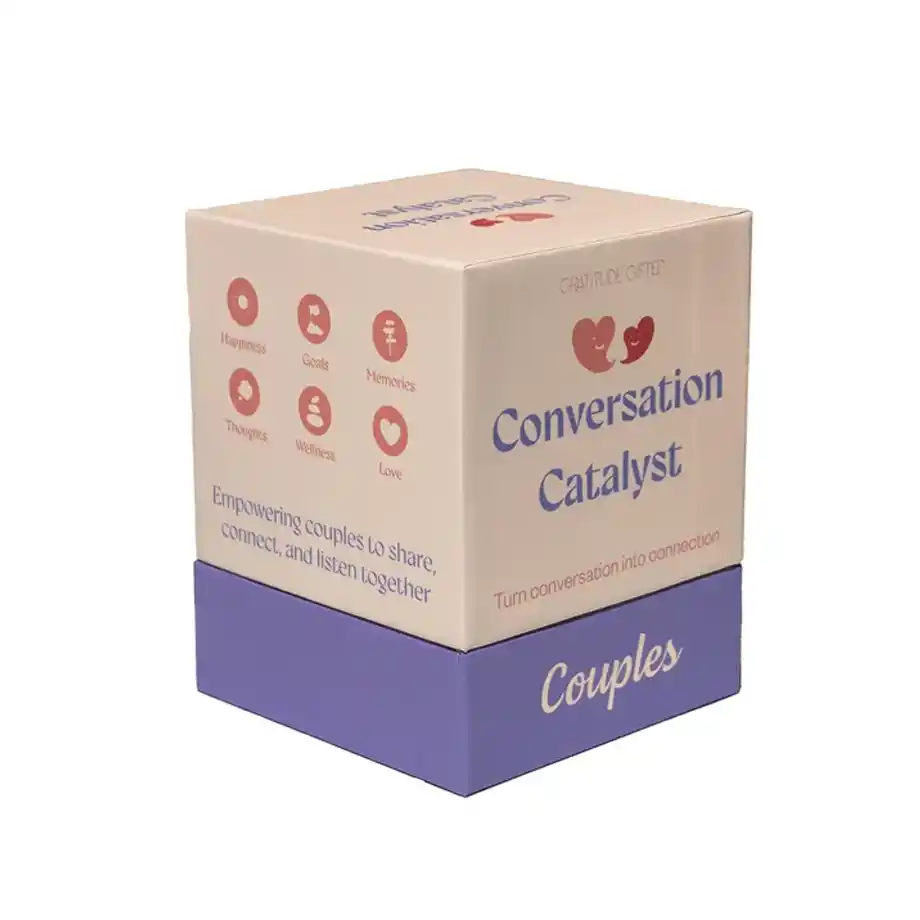 A deck of question cards designed for couples, featuring engaging and romantic conversation starters. Ideal for date nights, anniversaries, or quality time, these cards help spark meaningful and fun discussions to deepen your connection.