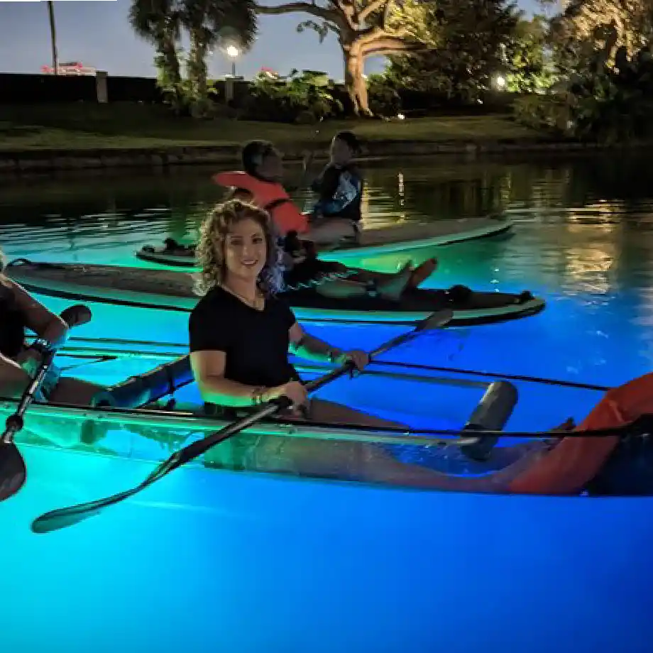 LED glow-in-the-dark clear kayak experience, offering unforgettable and unique first date ideas in paradise.