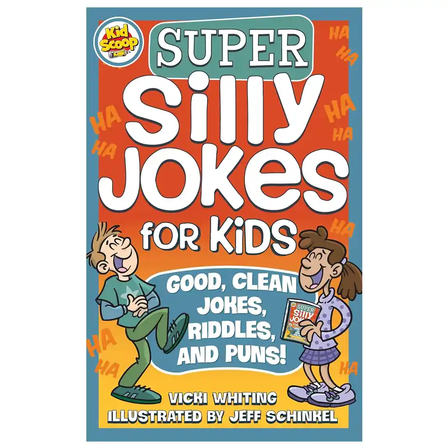 The cover of the book "Super Silly Jokes for Kids," featuring a colorful and cheerful design. This book is packed with funny jokes, perfect for sparking laughter and creativity in children, making it a delightful addition to any kid's library.