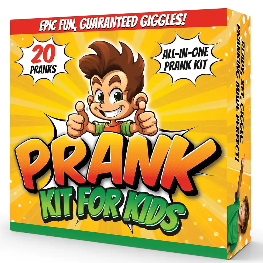 BLOONSY Ultimate Prank Kit featuring a collection of funny jokes and practical gag gifts. Perfect for parties, playdates, or family fun, this prank set guarantees laughter and unforgettable moments. A must-have for anyone who loves hilarious surprises!