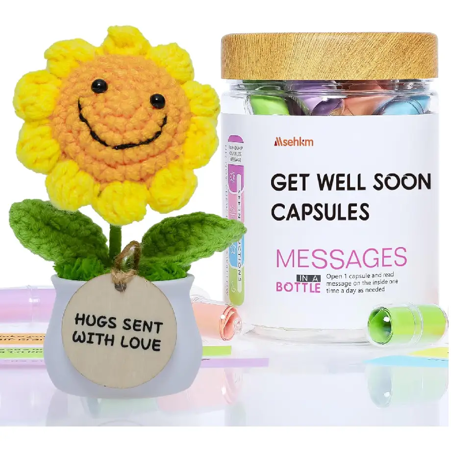 A set of colorful get well soon capsules, each containing a heartfelt message to brighten someone's recovery journey.