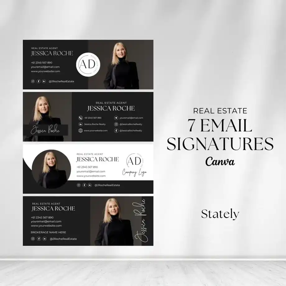 A sleek and customizable email signature template bundle compatible with Gmail. Includes editable fields for your name, title, contact details, website, and social media links. Ideal for crafting a polished maternity leave out of office message to maintain communication with clients during your time away. Available for instant download on Etsy.