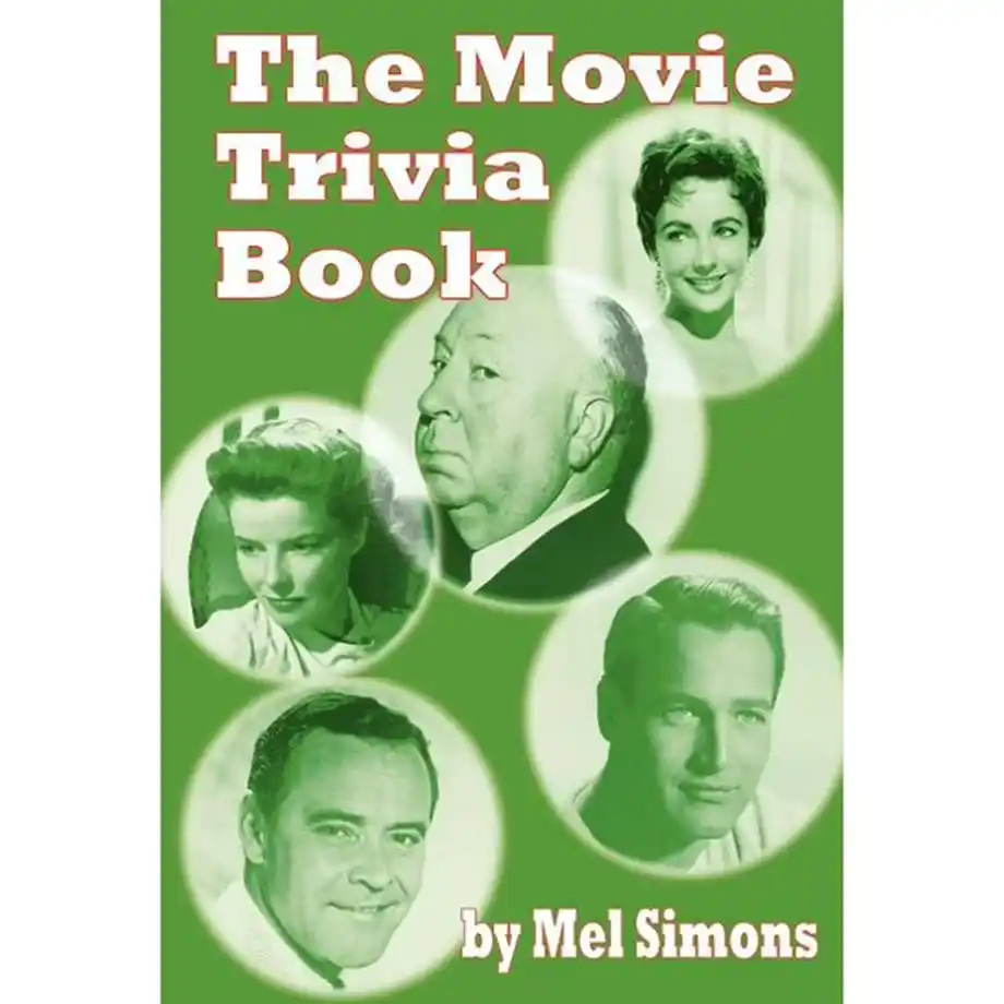 An image of an open book titled The Movie Trivia Book, surrounded by film reels, popcorn, and vintage movie posters. A must-have for anyone who loves to test their Movie Trivia Questions knowledge!